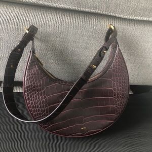 JW PEI Carly Saddle bag croc pattern dark brown